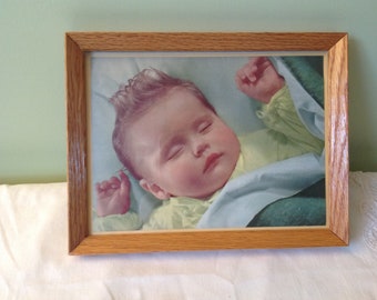 Sleeping baby framed picture - shower gift - vintage endromi baby frame - Baby Shower Baptism Gift - picture - baby room