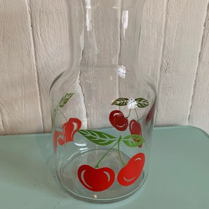 Vintage KIG Indonesia cherry pattern pitcher juice glass glass juice pitcher fruit punch summer gift // Made in Indonesia image 1