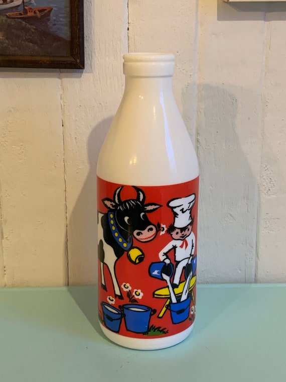 牛乳瓶 ミルク瓶 フランス アンティーク Le Parfai パルフェ 牛柄 牛乳