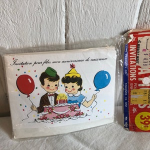 Unused party invitations birthday cards kits - french text - unisex boy or girl birthday - anniversary - party time // Fabriqué au Canada