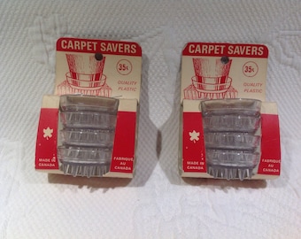 Vintage carpet savers - carpet protector cushions for furniture - plastic - retro vintage curiosity // Made in Canada