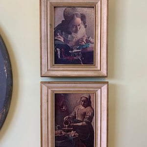 VTG Veermer repro framed La Dentellière - La Laitière - dutch art - wall anging decor - artist masterpiece - gallery