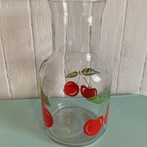 Vintage KIG Indonesia cherry pattern pitcher juice glass glass juice pitcher fruit punch summer gift // Made in Indonesia image 4