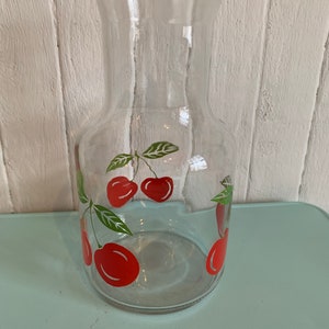 Vintage KIG Indonesia cherry pattern pitcher juice glass glass juice pitcher fruit punch summer gift // Made in Indonesia image 2