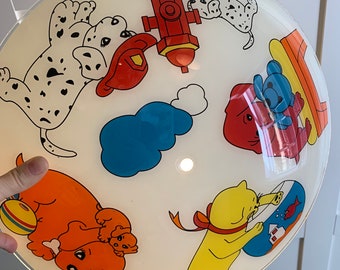 Copri paralume per lampada da soffitto in vetro colorato con motivo vintage di cani e gatti - arredamento per la camera dei bambini - collezione - regalo per la doccia - bambino amante degli animali