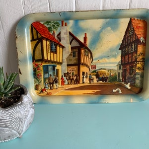 VTG metal plate - country village decor - kitchen service plate - wall decor - collection - kitchen service - shabby chic decor - tray