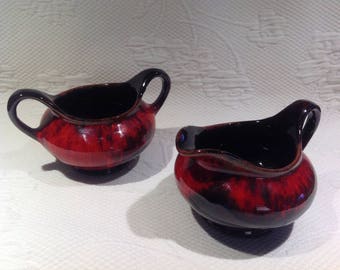 Vintage "Evangeline ware" Canadian Art Pottery - sugar bowl and creamer set #903 and #904 // Made in Quebec