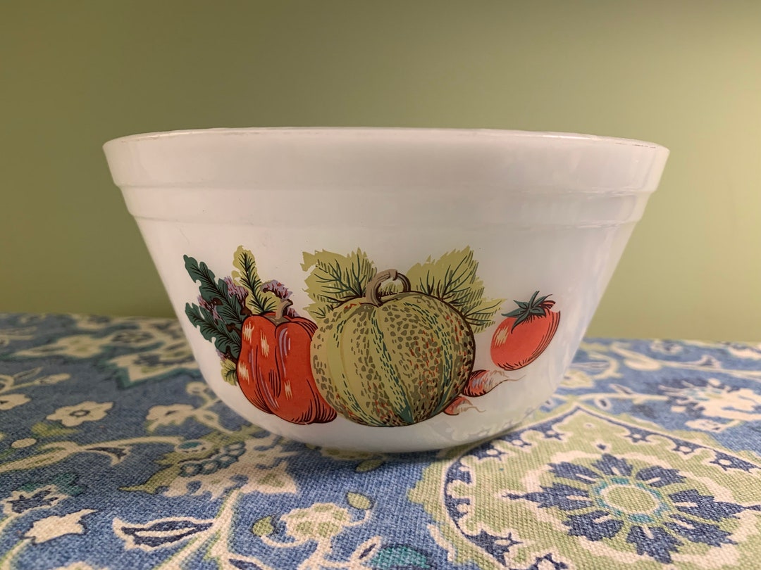 Vintage Nesting Bowl Mixing Bowl Federal Glass Harvest Pattern Veggies