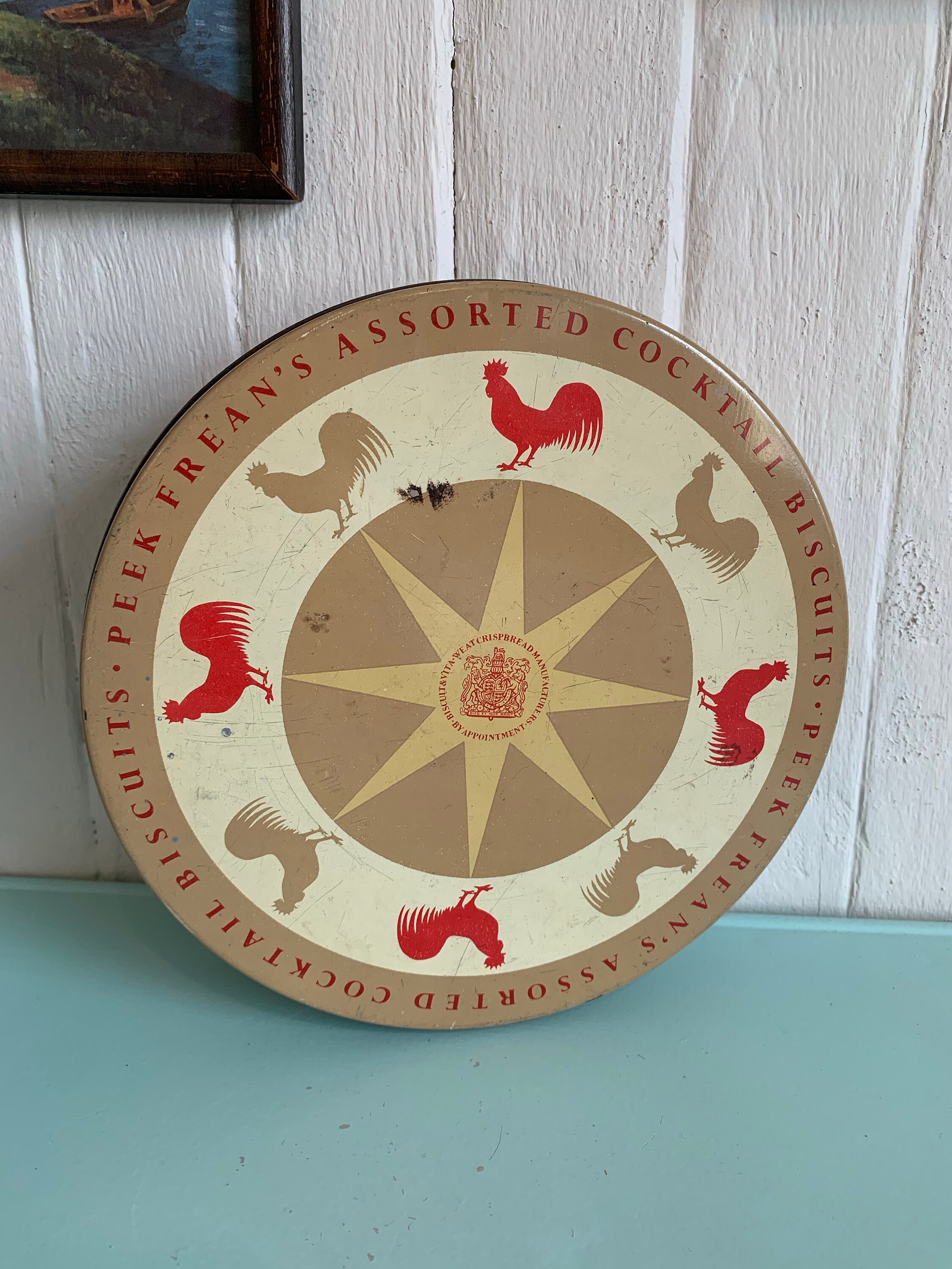 VTG Peak & Freans London Td Round Tin Cocktail Biscuits Tin