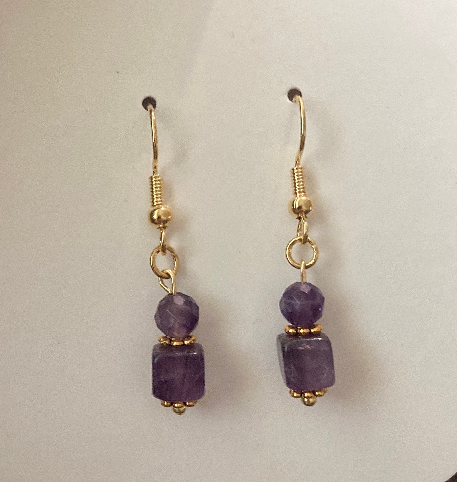 Square Amethyst Earrings Etsy