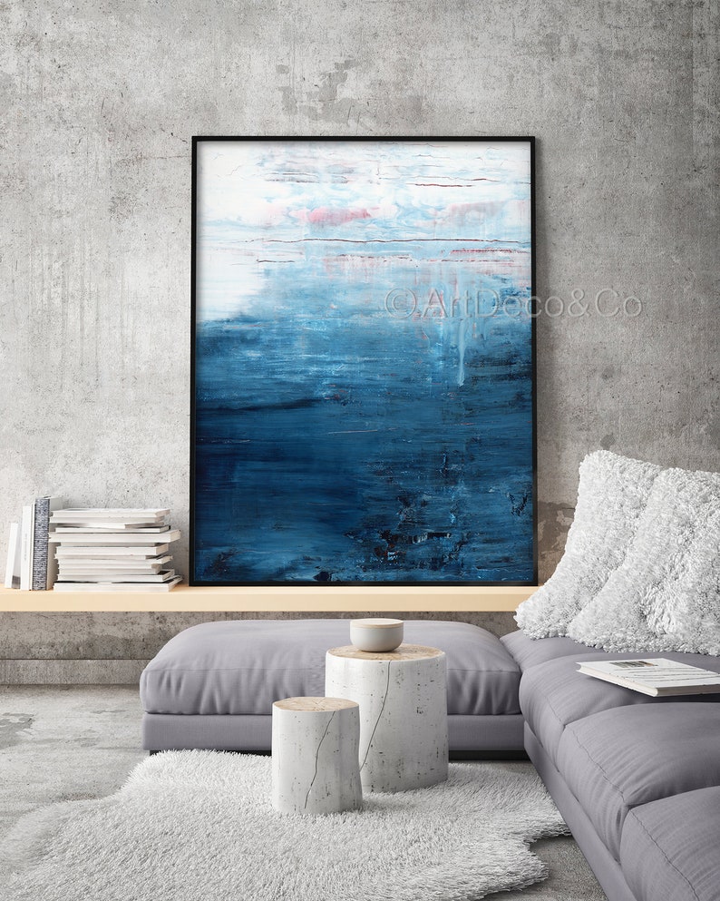 Abstract Painting Set 2 Extra LARGE Prints Minimalist Indigo | Etsy