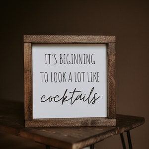 Cocktails / Merry Christmas / Holiday / Bar / Home Decor / Shelf Sitter / Handmade / Framed / Signs / Decor / Signage / Decor