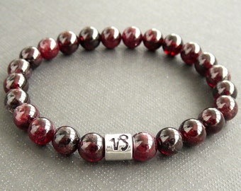 Garnet bracelet Capricorn bracelet Zodiac bead bracelet January birthstone bracelets Astrology Horoscope jewelry gift Genuine garnet beads