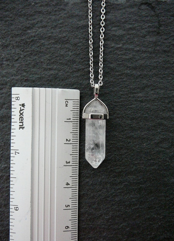 Raw white quartz necklace - crystal necklace - men stainless steel necklace  - Shop Vermeer Jewellery Necklaces - Pinkoi