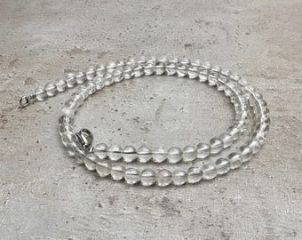 Natural Clear Quartz Necklace, Crystal Chocker for Man Women, 6mm Transparent Quartz Beaded Necklaces