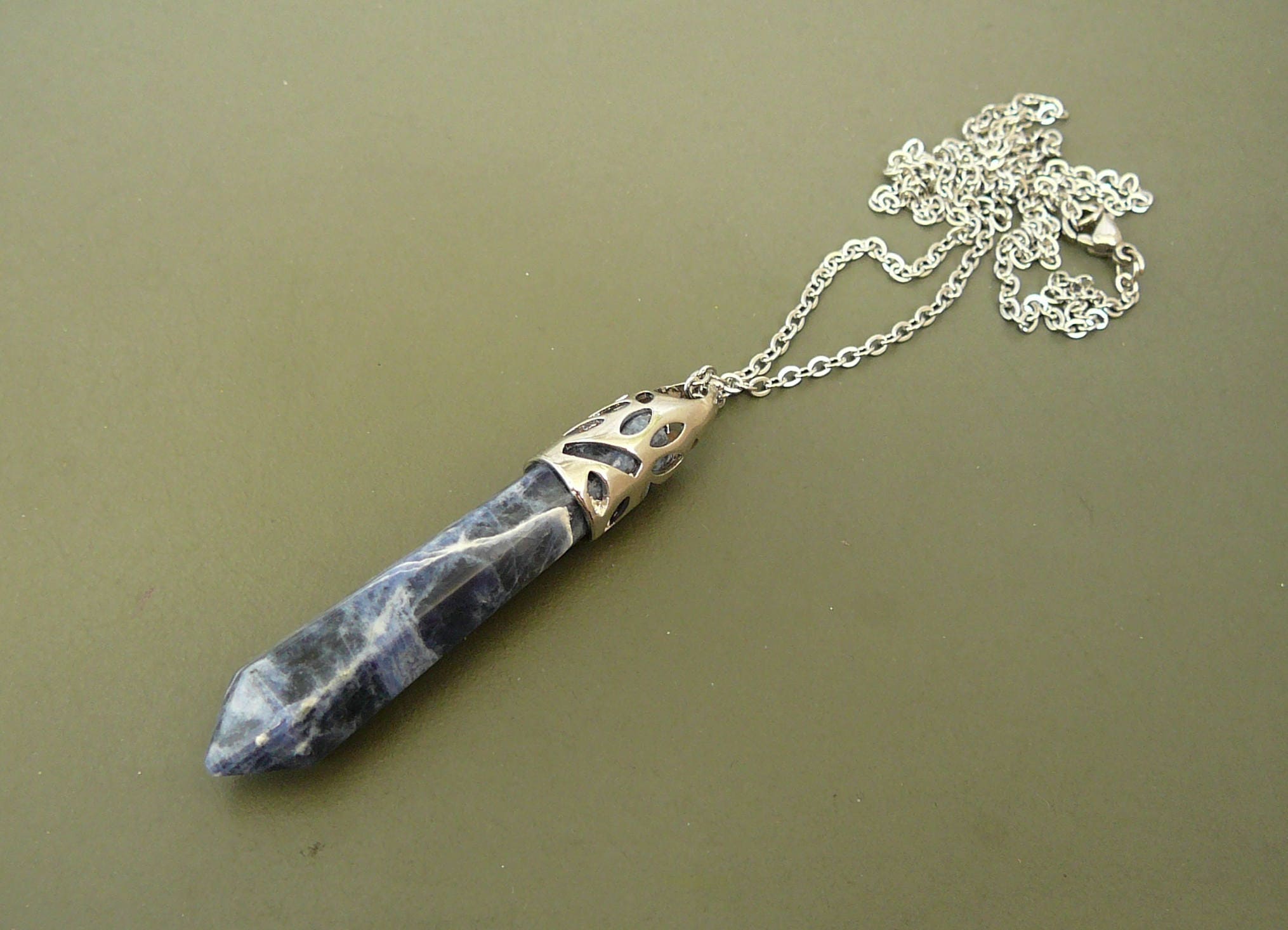 Sodalite necklace Natural sodalite silver pendant Healing Etsy