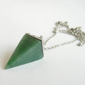 Aventurine necklace Natural Green aventurine pendant for women pyramid crystal necklace  Crystal Point necklace Healing  energy necklace