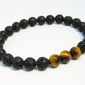 Black bracelet for mens Black lava bracelet Lava Rock bracelet for Men bracelet Lava jewelry mens beaded bracelet stretch bracelet for him