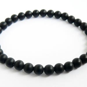 Black bracelet for men 6mm matte black onyx bracelet black simple beaded bracelets boyfriend gift for men jewelry everyday stretch bracelet