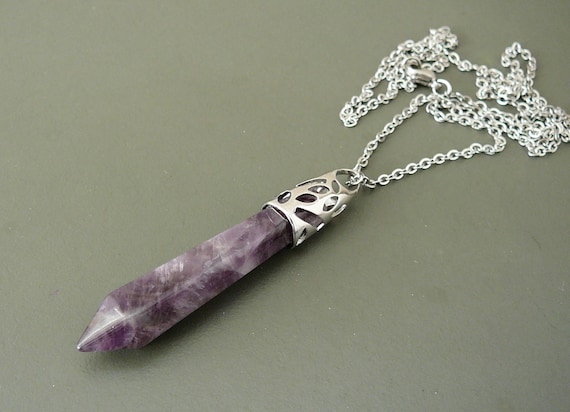 Collier Pour Femmes En Argent Avec Pendentif En Cristal D'améthyste - Neuf Avec étiquettes