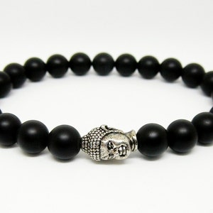 Buddha bracelet for mens Buddah Black bracelet Black onyx bracelet  Yoga jewelry Yoga gift for men beaded bracelet for men stretch bracelet