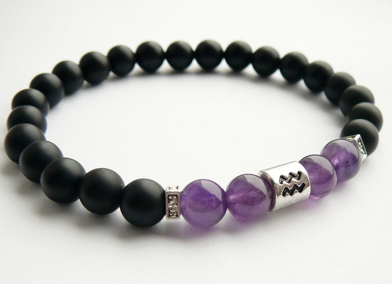 Aquarius Bracelet Zodiac Bracelet for Mens Womens Astrology Etsy