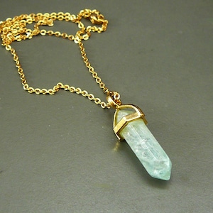 Fluorite Crystal necklace for women gift Natural crystal pendant Green fluorite crystal point necklaces for girl necklace Healing crystal