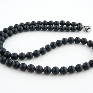 Mens necklace, Black onyx necklace for men, 6mm matte black onyx bead necklaces, Boyfriend gift idea, Black bead choker mens, Long necklace