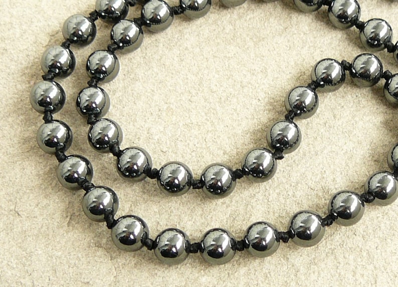 Hematite Necklace 8mm Hematite Bead Necklaces for Men Silver Etsy