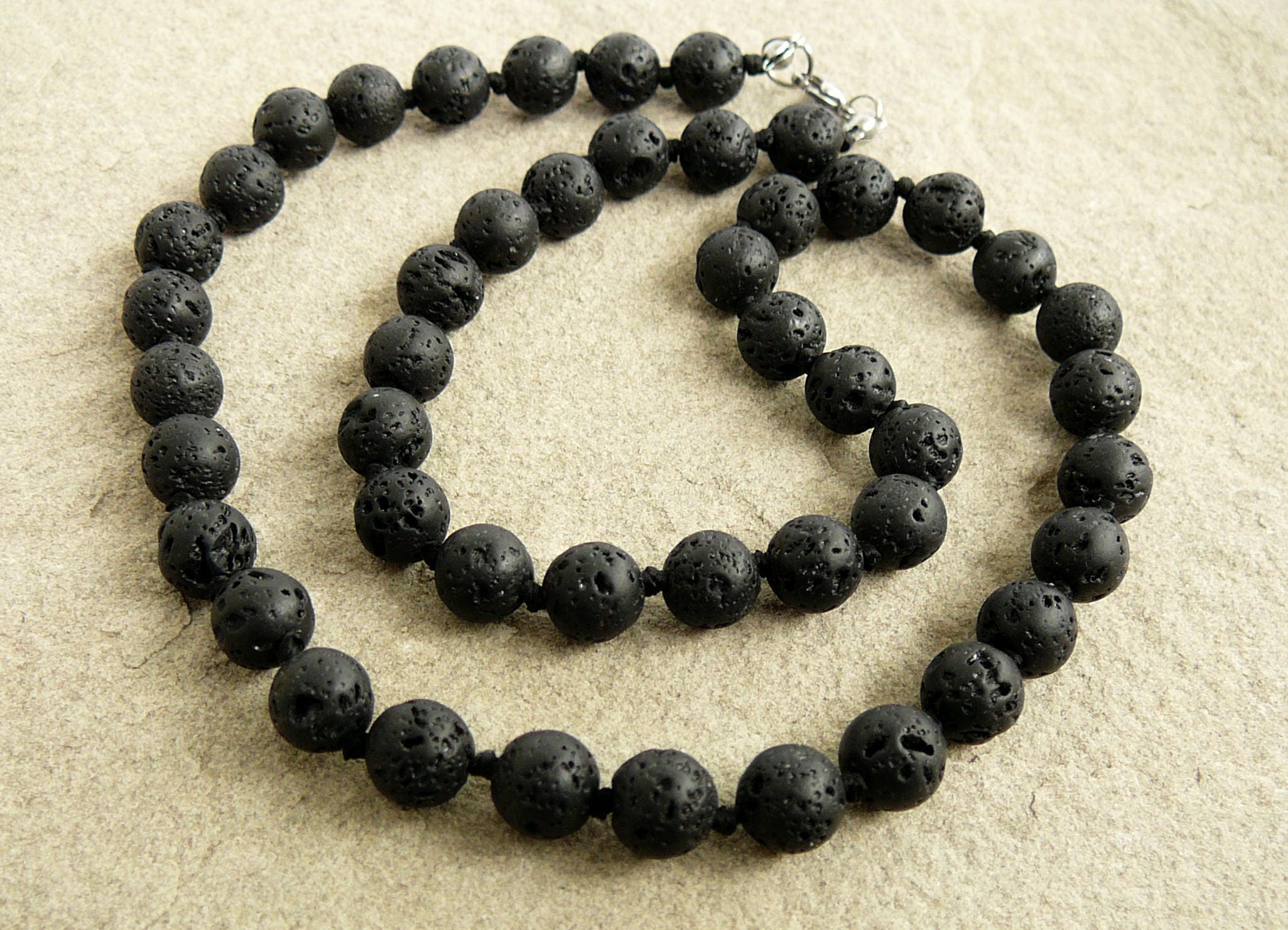 Lava Rock Necklace 8mm Black Lava Rock Bead Necklaces for Men | Etsy