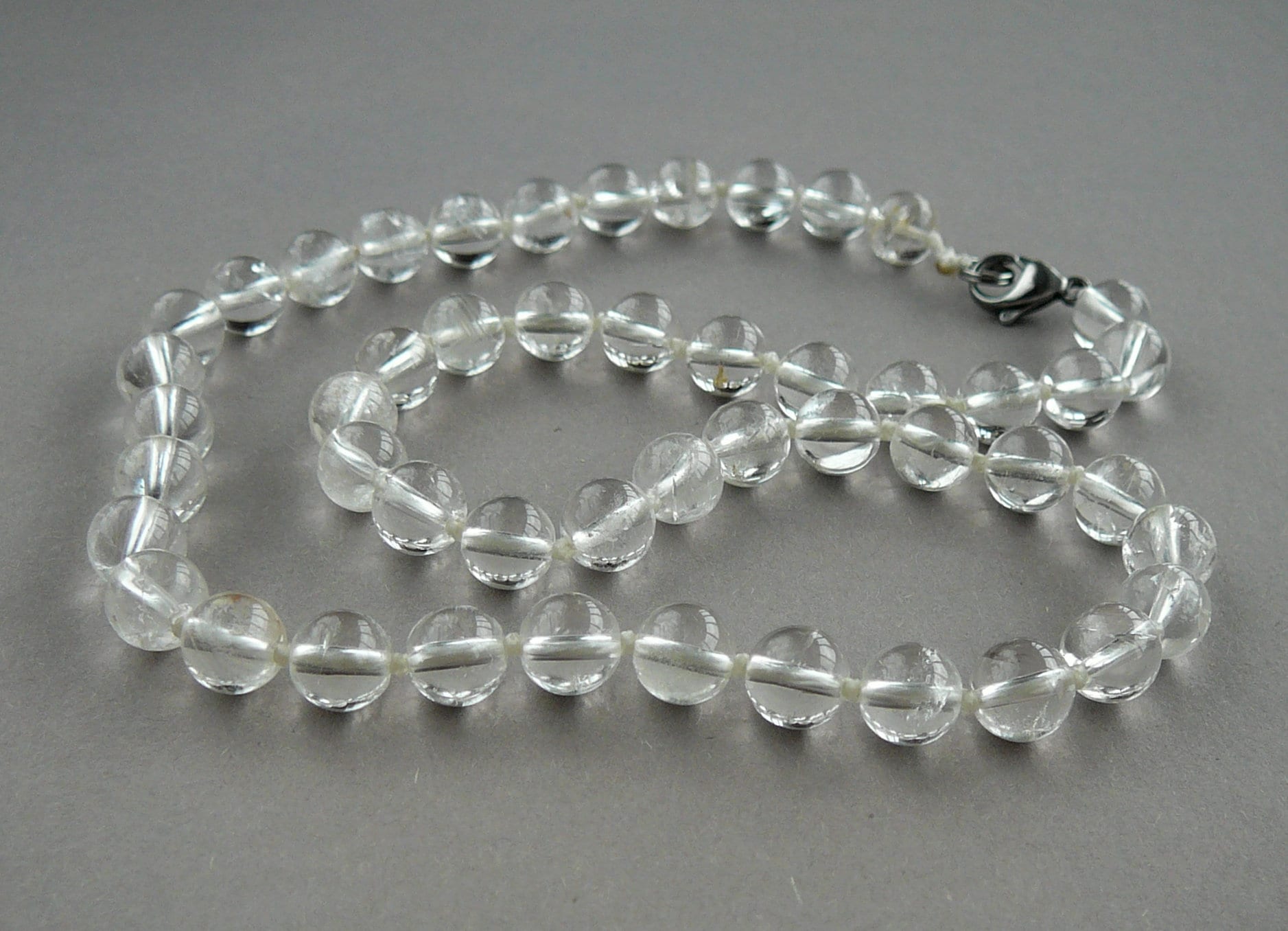 Clear quartz bead necklace deals