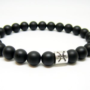 Zodiac bracelet pisces bracelet for men gift for him Black bracelet Astrology bracelet Horoscope jewelry Black onyx bracelet for boyfriend