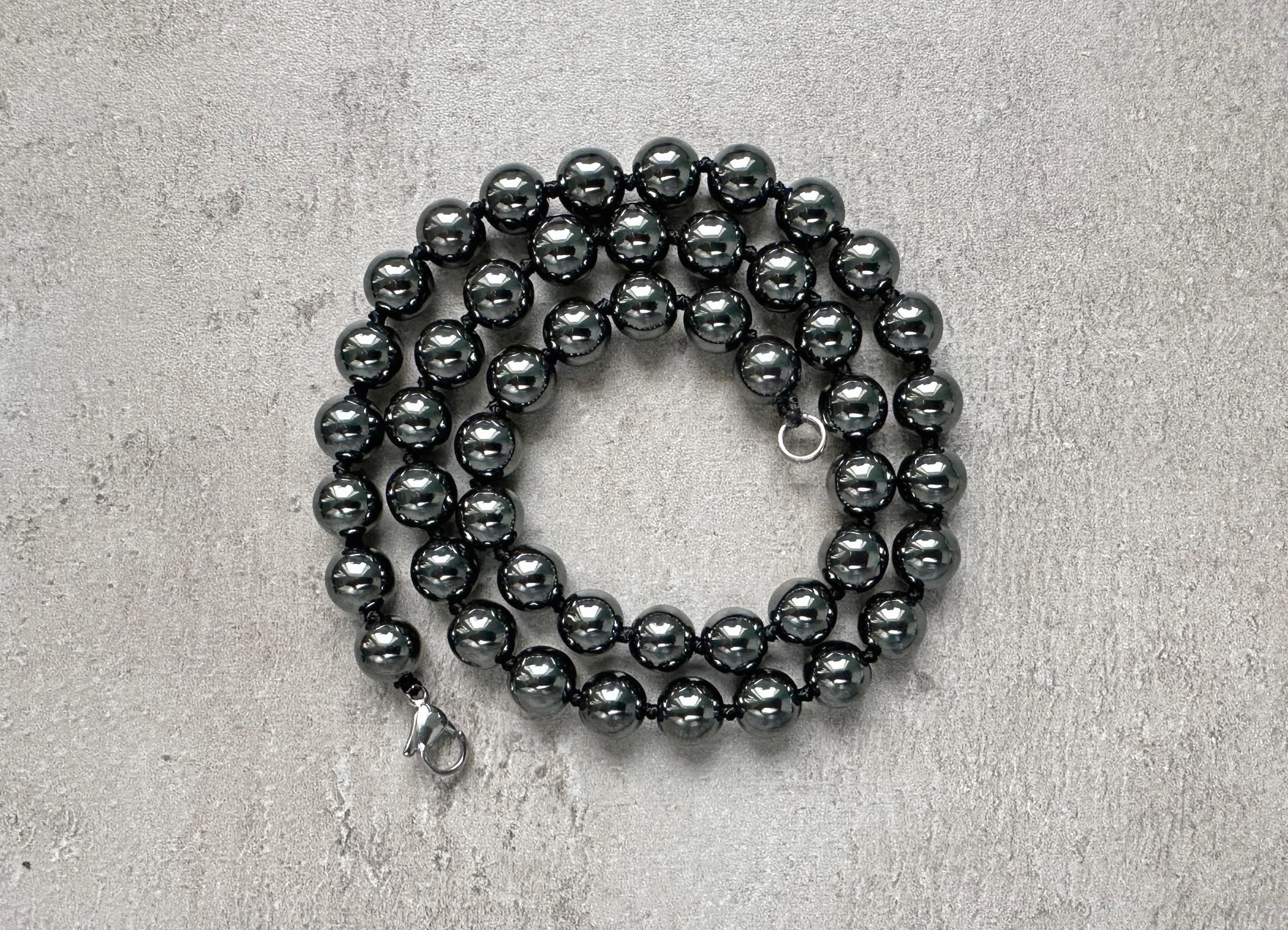 Hematite Necklace 8mm Hematite Bead Necklaces for Men Silver Hematite Jewelry for Boyfriend Gift Idea Hand Knotted Dark Gray Necklace Choker Etsy Canada
