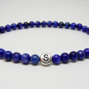 Pulsera personalizada para hombre Pulsera de letras Joyas iniciales Pulsera de lapislázuli para regalo de novio Pulsera personalizada pulsera azul para hombre