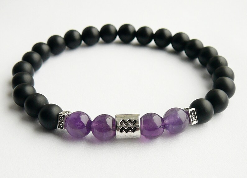 Aquarius Bracelet Zodiac Bracelet for Mens Womens Astrology Etsy