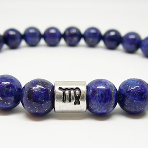 Virgo bracelet September birthstone bracelet mens lapis lazuli bracelet Zodiac mens jewelry for man Virgo gift Unisex blue stretch bracelets