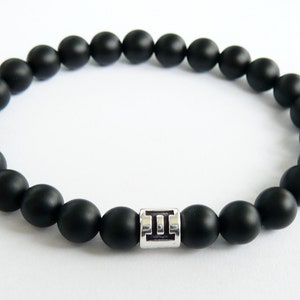 Zwillinge-Armband, Sternzeichen-Armband für Männer und Frauen, Juni-Geburtstagsgeschenke, schwarzes Perlen-Astrologie-Armband, Zwillinge-Horoskop-Schmuck, Mai-Juni-Armband