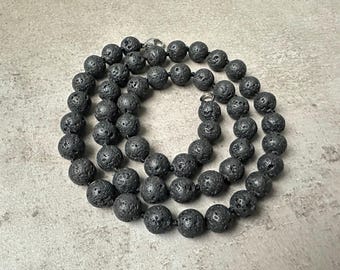 Lavastein Halskette 8 mm schwarze Lavastein Perlenketten für Männer Vulkanische Lava schwarz Schmuck für Mann hand geknotete schwarze Lavastein Halskette