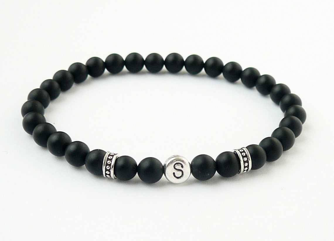 Personalized Black Bracelet for Mens Letters Bracelets Initial Etsy