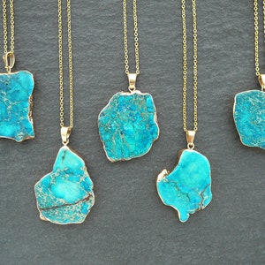 Sea Sediment Jasper Necklace Regalite Necklace Blue Stone Gold Necklace Sea Sediment Jasper Pendant Imperial Jasper Jewelry For Men, Women