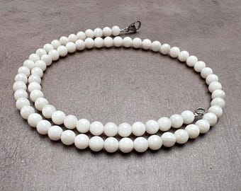 Collier de perles, colliers de perles de nacre naturelle, ras de cou blanc 6 mm, bijoux minimalistes pour femmes