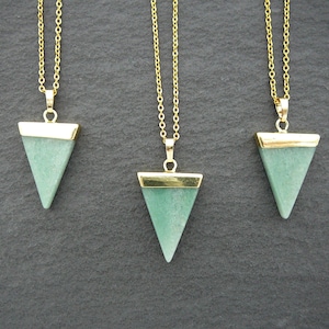 Green aventurine necklace Triangle aventurine pendant Green gold triangle necklace Gift for women for men Natural green crystal necklaces