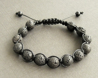 Shamballa bracelet black lava shambala bracelet for men bead bracelet lava rock jewelry protection bracelets macrame beaded bracelet mens