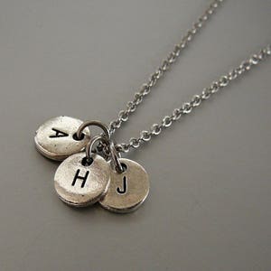 Letter Charm Necklace for men women gift Personalized Silver Disc Necklace Silver Monogram Charm Name coin necklace initial necklaces