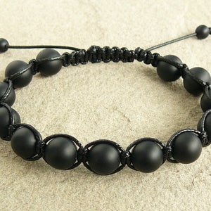 Herren Armband,Onyx Armband, Edelstein-Perlen Shamballa Für