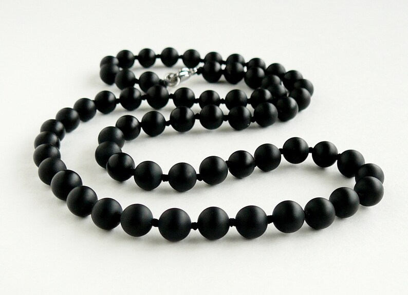Black Onyx Necklace 8mm Matte Black Onyx Bead Necklaces for Etsy