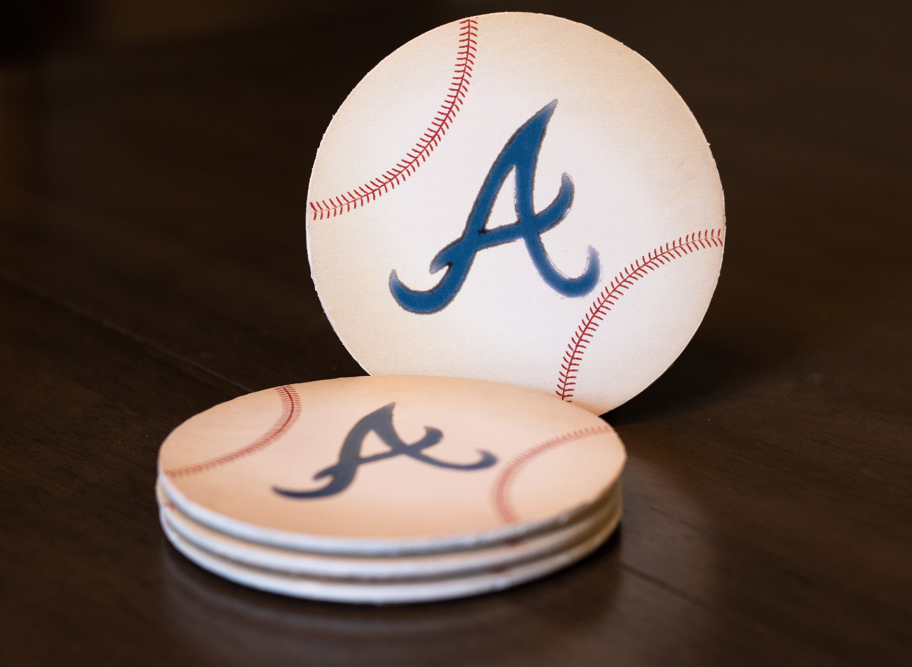 Atlanta Braves Wooden Baseball Coasters Set of 4 Etsy