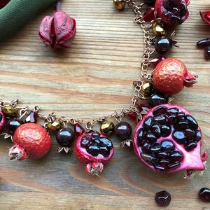 Garnet pomegranate bracelet Charm fruit bracelet Royal red luxury gemstone jewelry Garnet jewelry  Pomegranate jewelry Persephone gift