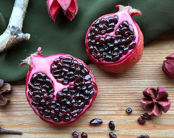 Garnet pomegranate double brooches Fruit brooch set Pomegranate accessory Paired pin Garnet jewelry Mother Daughter gift January birthstone