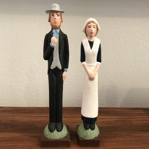 Handcrafted Pennsylvania Dutch Amish couple figurines
